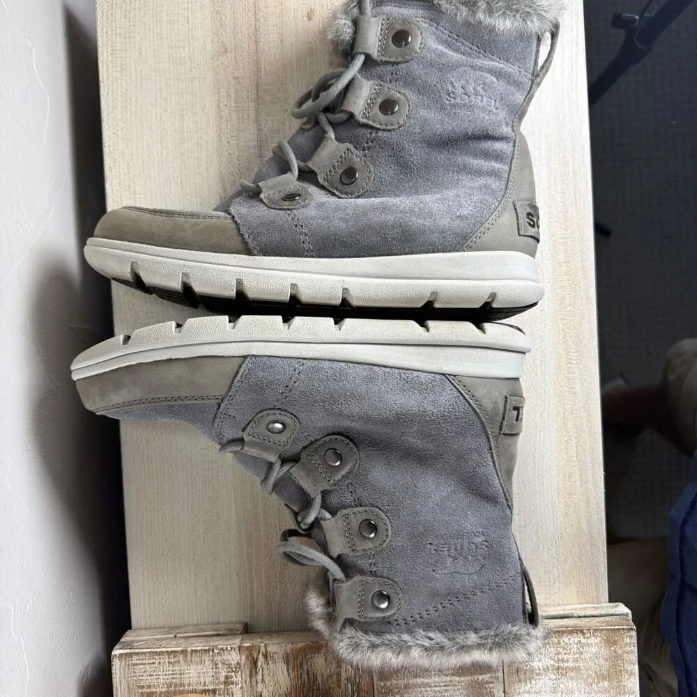 Sorel Explorer Joan Gray Winter Boots Sz 6 NL3039